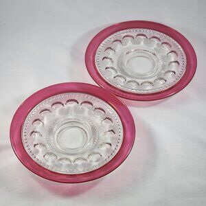 Tiffin Kings Crown Saucer Replacement Set Plate Red Cranberry Flash Thumbprint